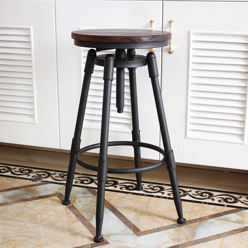 Industrial Metal Barstool Leather Counter Stool in Matte Finish for Home