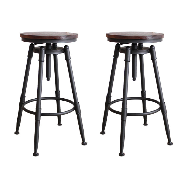 Industrial Metal Barstool Leather Counter Stool in Matte Finish for Home