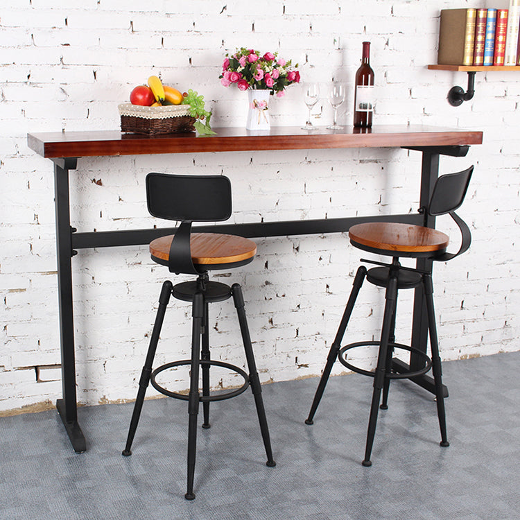 Industrial Metal Barstool Leather Counter Stool in Matte Finish for Home