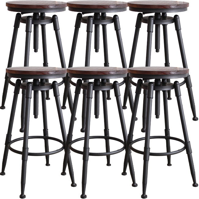 Industrial Metal Barstool Leather Counter Stool in Matte Finish for Home