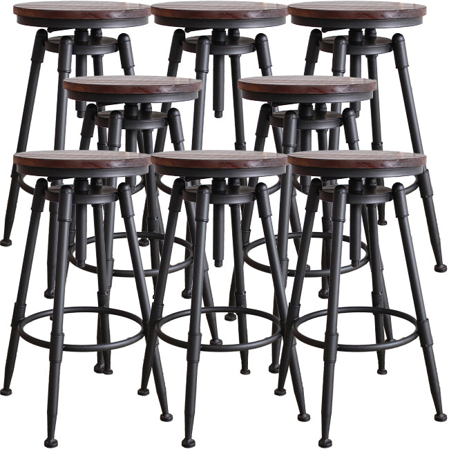 Industrial Metal Barstool Leather Counter Stool in Matte Finish for Home