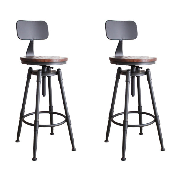 Industrial Metal Barstool Leather Counter Stool in Matte Finish for Home