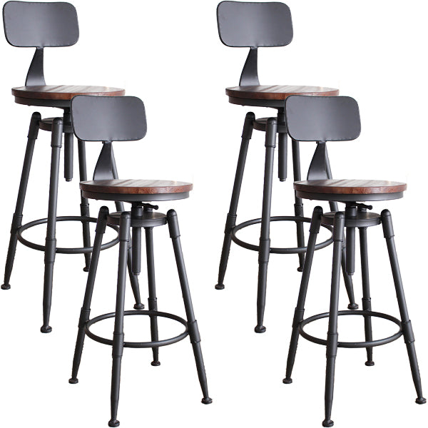 Industrial Metal Barstool Leather Counter Stool in Matte Finish for Home