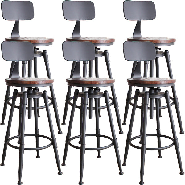 Industrial Metal Barstool Leather Counter Stool in Matte Finish for Home