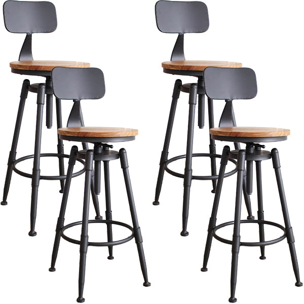 Industrial Metal Barstool Leather Counter Stool in Matte Finish for Home