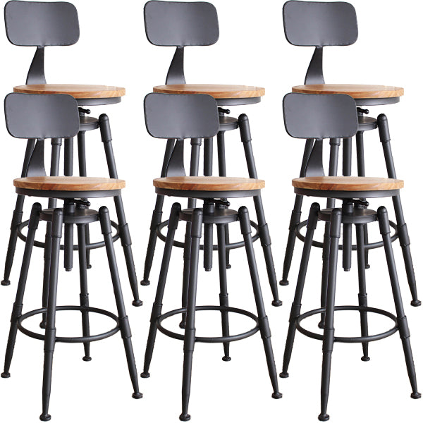 Industrial Metal Barstool Leather Counter Stool in Matte Finish for Home