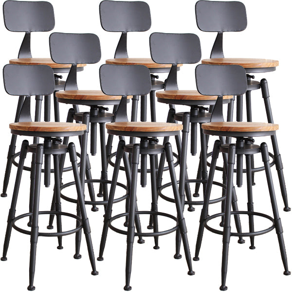 Industrial Metal Barstool Leather Counter Stool in Matte Finish for Home