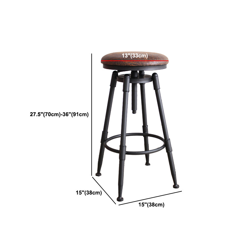 Industrial Metal Barstool Leather Counter Stool in Matte Finish for Home