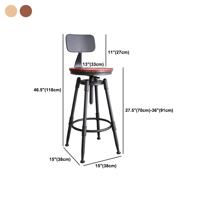 Industrial Metal Barstool Leather Counter Stool in Matte Finish for Home