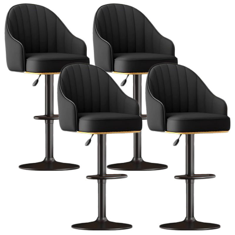 Scandinavian Swivel Adjustable Height Stool Faux Leather Bar Stool