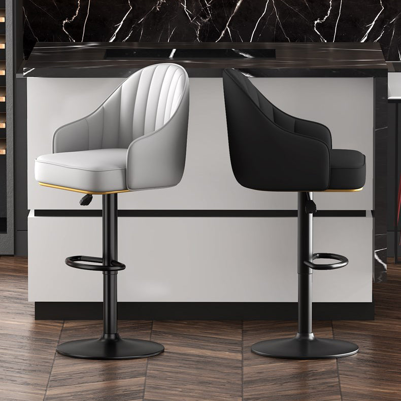 Scandinavian Swivel Adjustable Height Stool Faux Leather Bar Stool