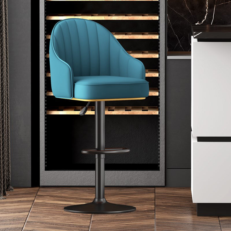 Scandinavian Swivel Adjustable Height Stool Faux Leather Bar Stool