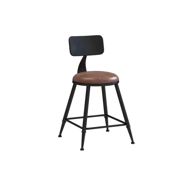Contemporary Metal Barstool Wood Counter Stool in Matte Finish for Indoor