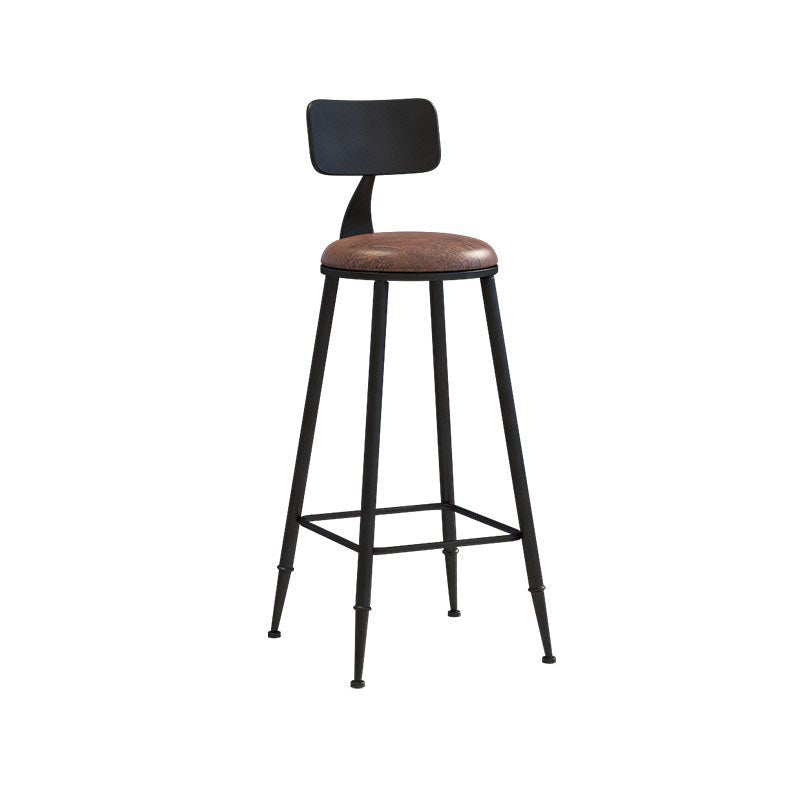 Contemporary Metal Barstool Wood Counter Stool in Matte Finish for Indoor