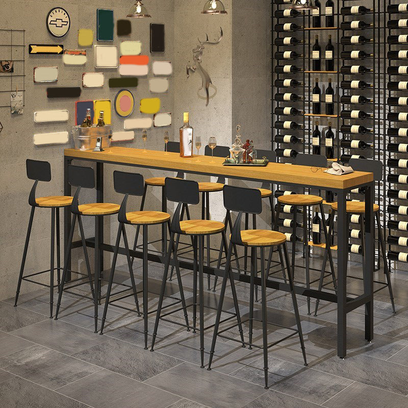 Industrial 1/6/11 Pieces Bar Table Set Rectangle Pine Wood Counter Table for Dining Room