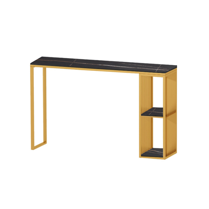 Glam 1/3 Pieces Bar Table Set Rectangle Stone Counter Table with High Stools for Balcony