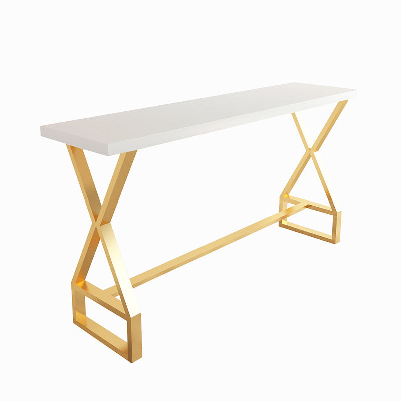 White and Gold Counter Set 1/2/3/5 Pieces Rectangle Trestle Glam Bar Table Set