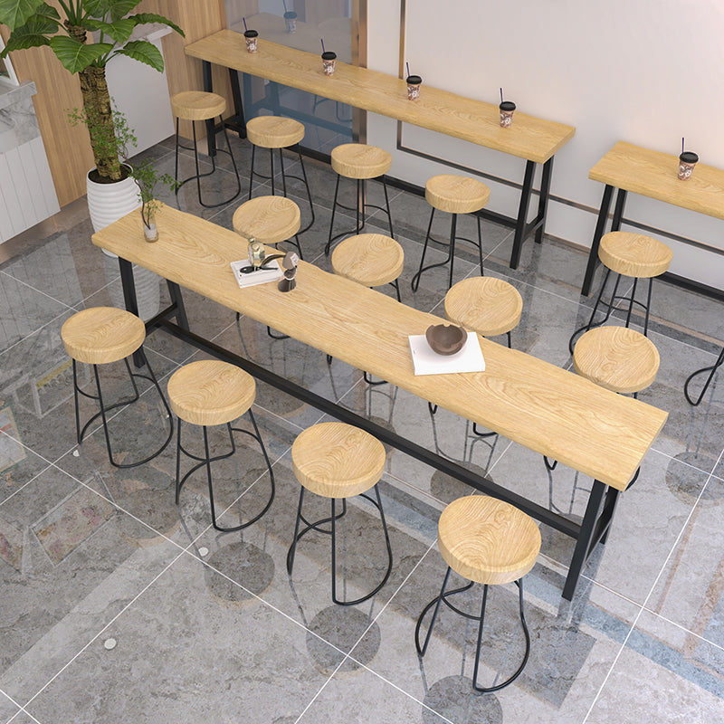 Industrial Rectangle Solid Wood Top Bar Table Set 1/5/9 Pieces Counter Table with Stools