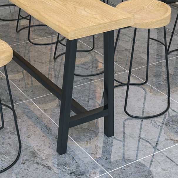 Industrial Rectangle Solid Wood Top Bar Table Set 1/5/9 Pieces Counter Table with Stools
