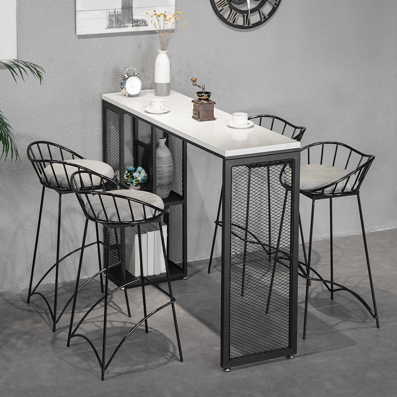 Indoor Rectangle Bar Pub Table Set 1/2/3/5 Pieces with Storage Metal Pub Set