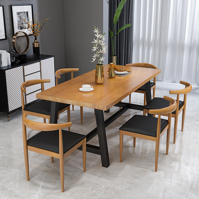 Industrial 1/2/7 Pieces Dining Set Rectangular Solid Wood Indoor Dinette Set