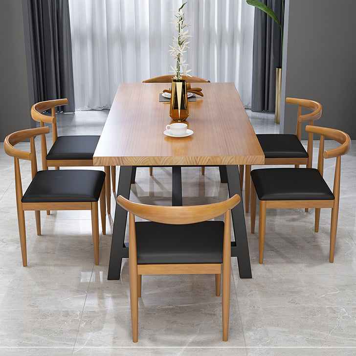Industrial 1/2/7 Pieces Dining Set Rectangular Solid Wood Indoor Dinette Set