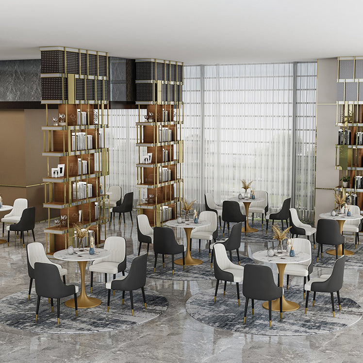 Glam Faux Marble Dining Table Set Round 1/2/4/5 Pieces Dining Set