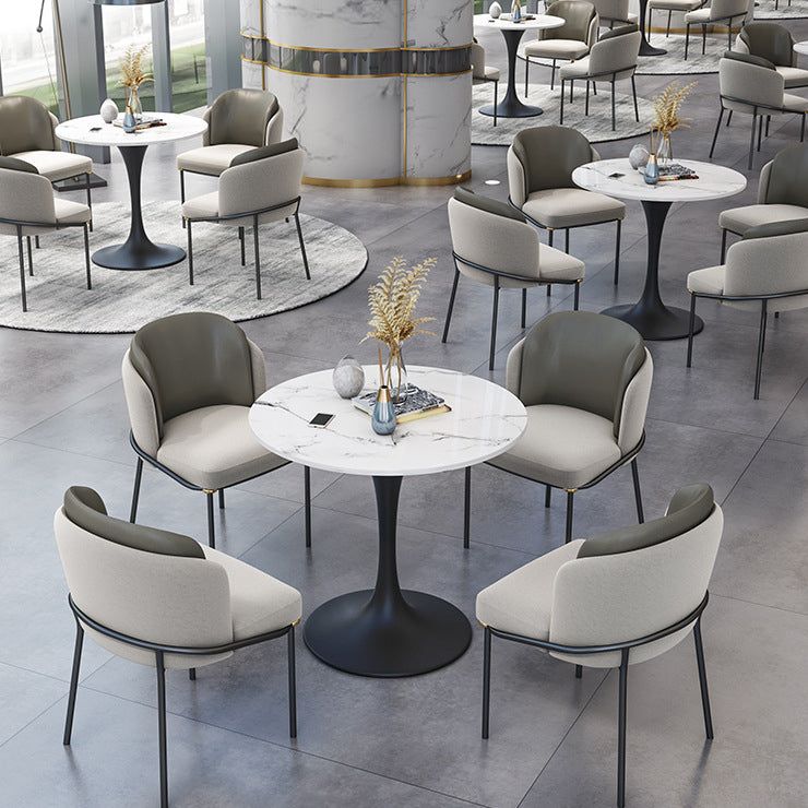 Contemporary Sintered Stone Dining Table Set Round 1/2/4/5 Pieces Dining Set