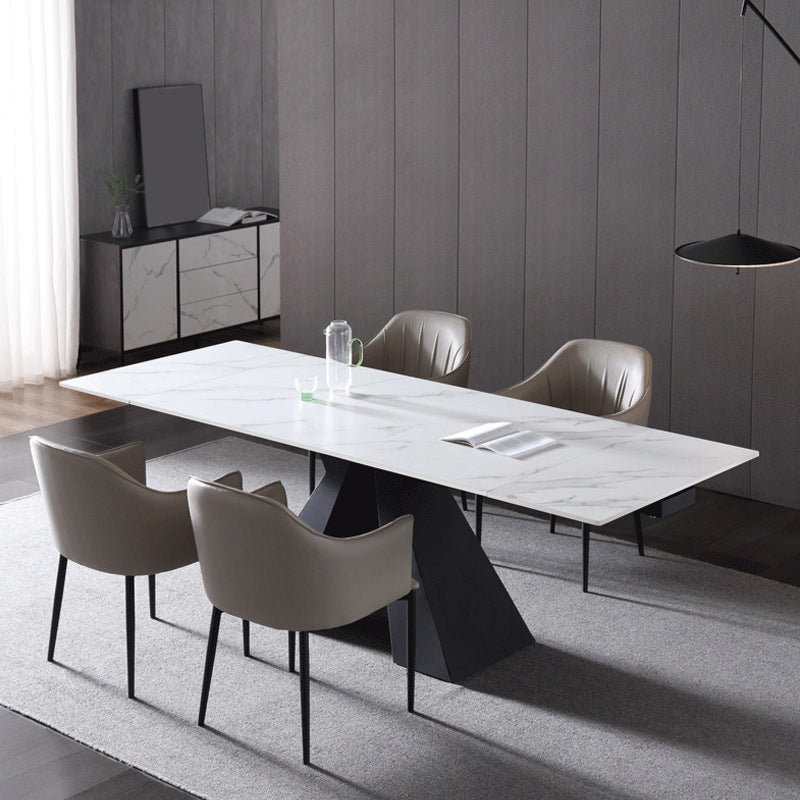 Modern Style Sintered Stone Dining Table Set Rectangle 1/2/5 Pieces Dining Set