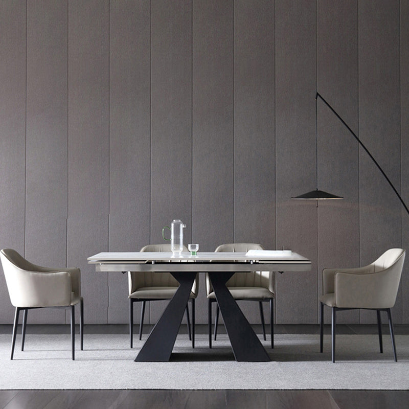 Modern Style Sintered Stone Dining Table Set Rectangle 1/2/5 Pieces Dining Set