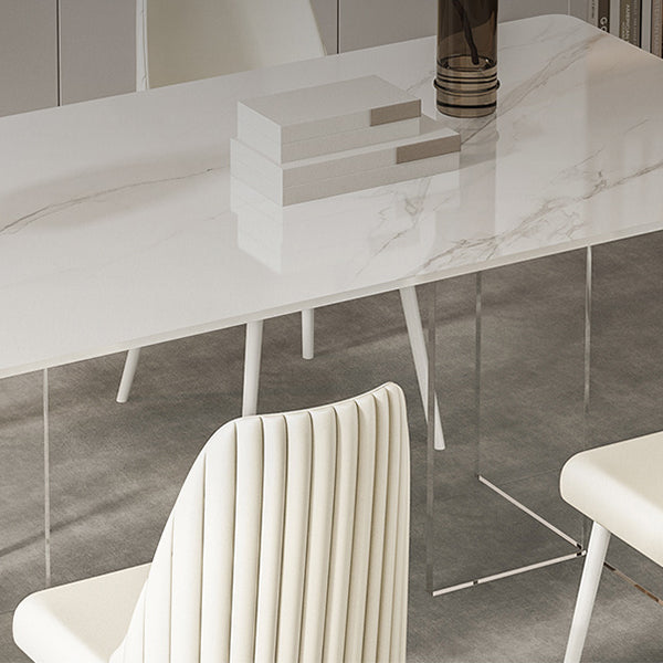 Sintered Stone Top Table Double Pedestal Table for Home Kitchen Dinner