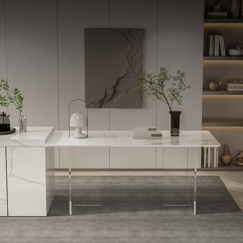 Sintered Stone Top Table Double Pedestal Table for Home Kitchen Dinner