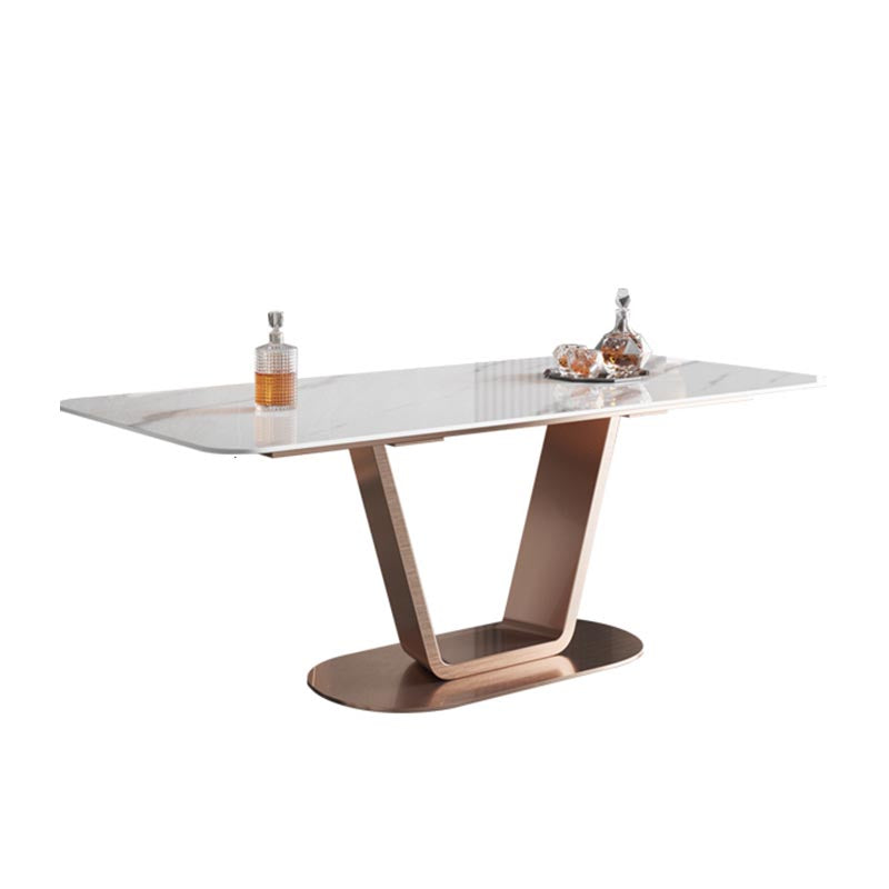 Rose Base Pedestal Casual Dining Table Rectangle Traditional Luxury Dining Table