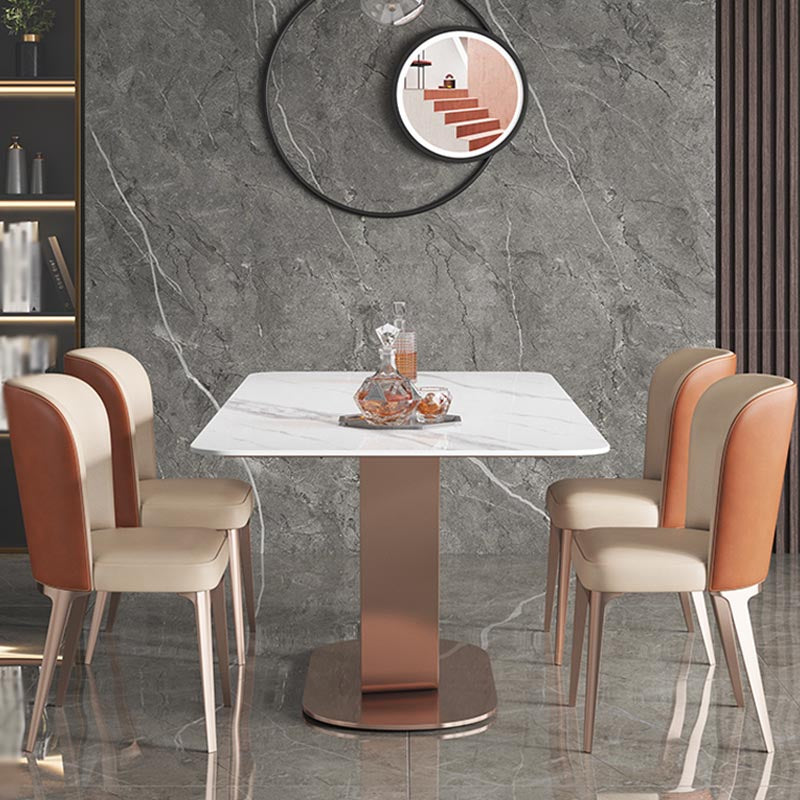 Rose Base Pedestal Casual Dining Table Rectangle Traditional Luxury Dining Table
