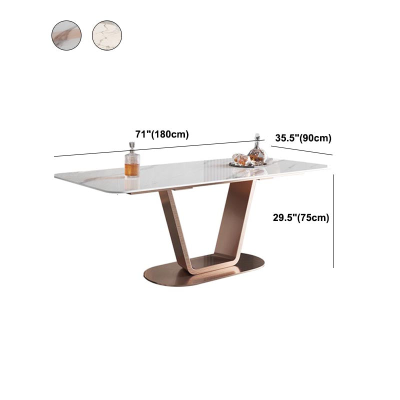 Rose Base Pedestal Casual Dining Table Rectangle Traditional Luxury Dining Table