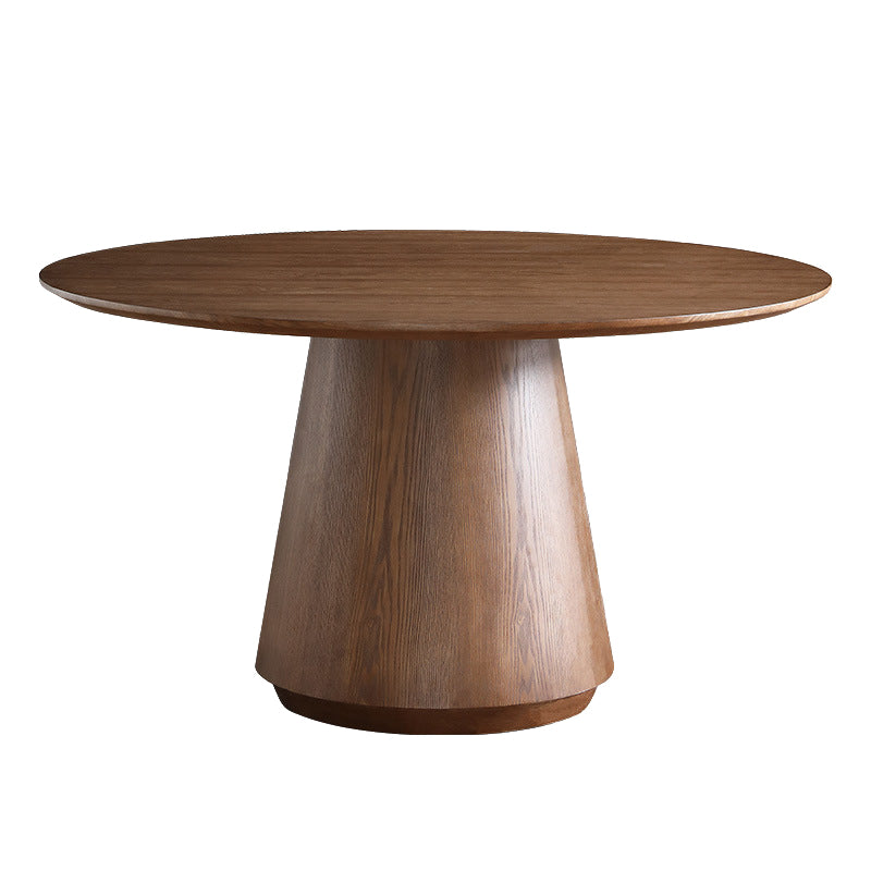 Round Brown Sintered Stone Dining Table Modern Convertible Furniture with Pedestal Base