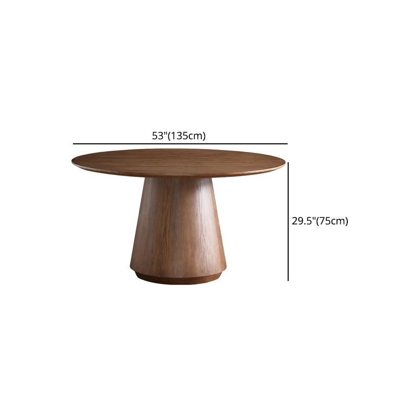 Round Brown Sintered Stone Dining Table Modern Convertible Furniture with Pedestal Base