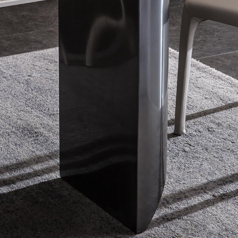 Modern Black Base Dinner Room Kitchen Table Rectangle Stone Dinette Table