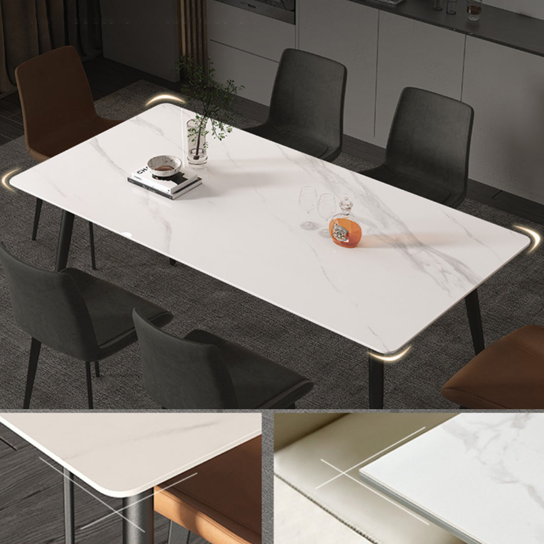 Sintered Stone Home Kitchen Table Industrial Dining Room Table