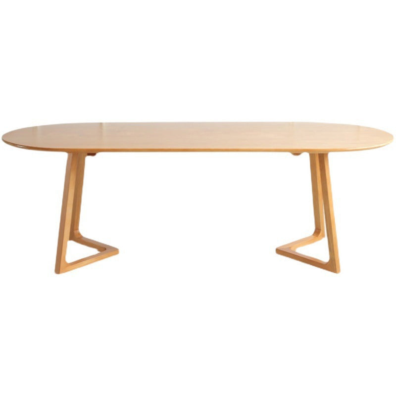 Solid Wood Dining Table Oval Dining Table with Double Pedestal Base