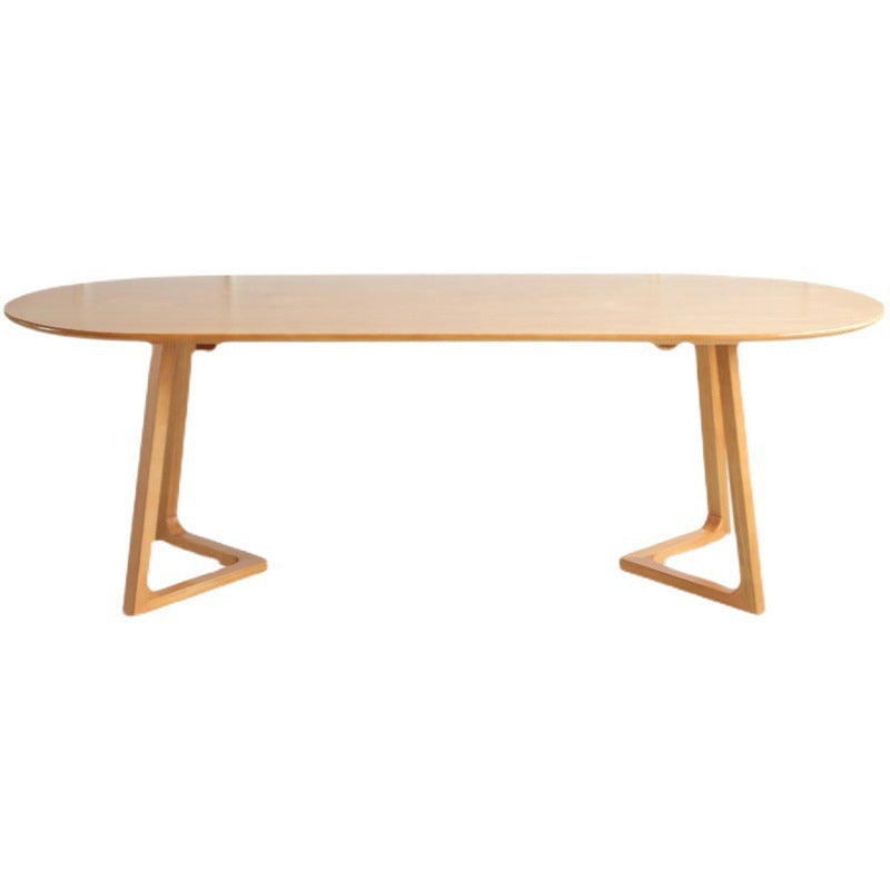 Solid Wood Dining Table Oval Dining Table with Double Pedestal Base