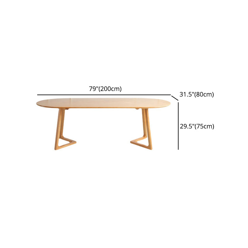 Solid Wood Dining Table Oval Dining Table with Double Pedestal Base