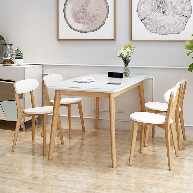 White Stone Top Dining Table Mid-Century Modern Table with 4 Legs