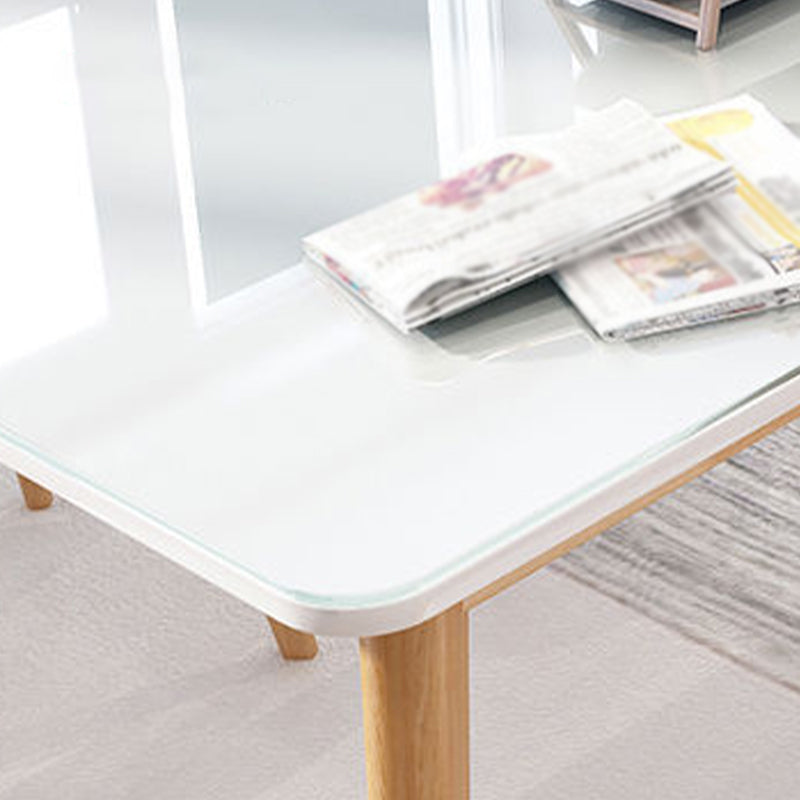 White Stone Top Dining Table Mid-Century Modern Table with 4 Legs