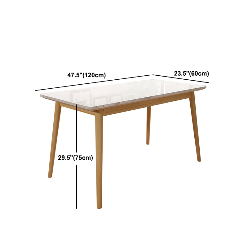 White Stone Top Dining Table Mid-Century Modern Table with 4 Legs