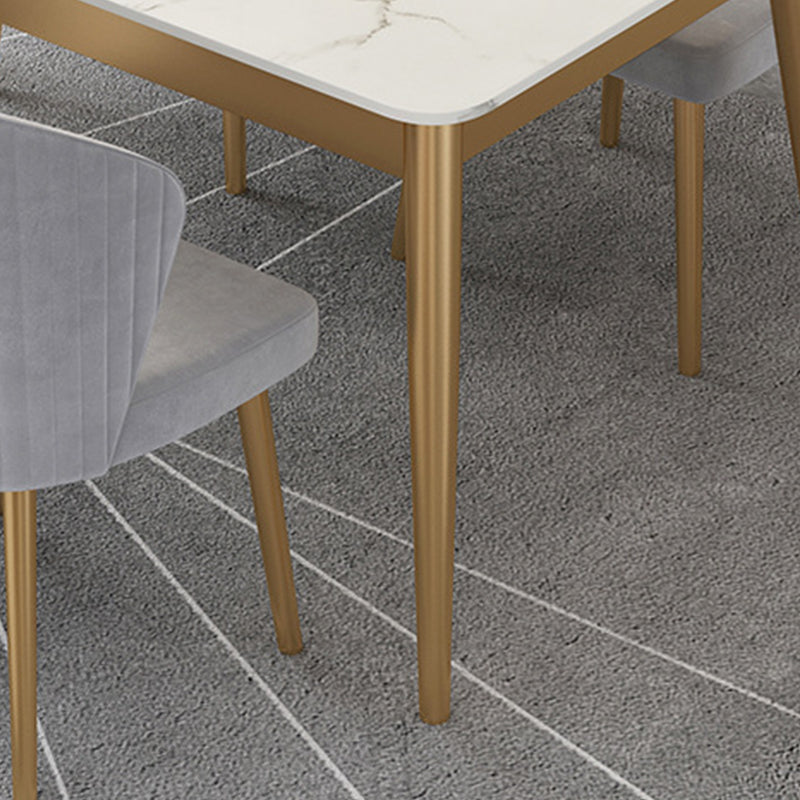 White Stone Top Dining Table Contemporary Rectangle Dining Table with 4 Legs