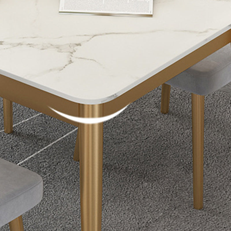 White Stone Top Dining Table Contemporary Rectangle Dining Table with 4 Legs