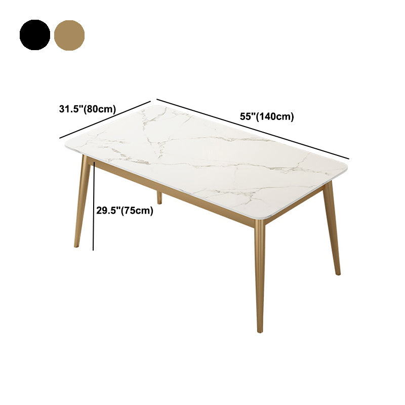 White Stone Top Dining Table Contemporary Rectangle Dining Table with 4 Legs