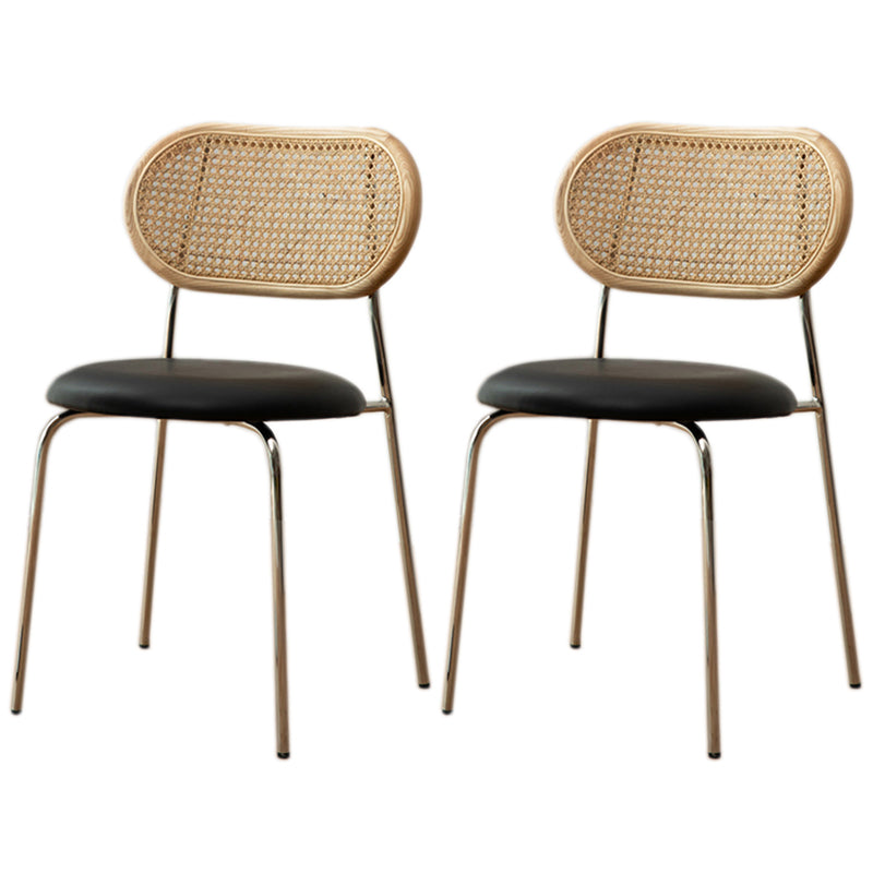 Faux Leather upholstery Dining Chairs Modern Armless Open Back Dining Side Chair