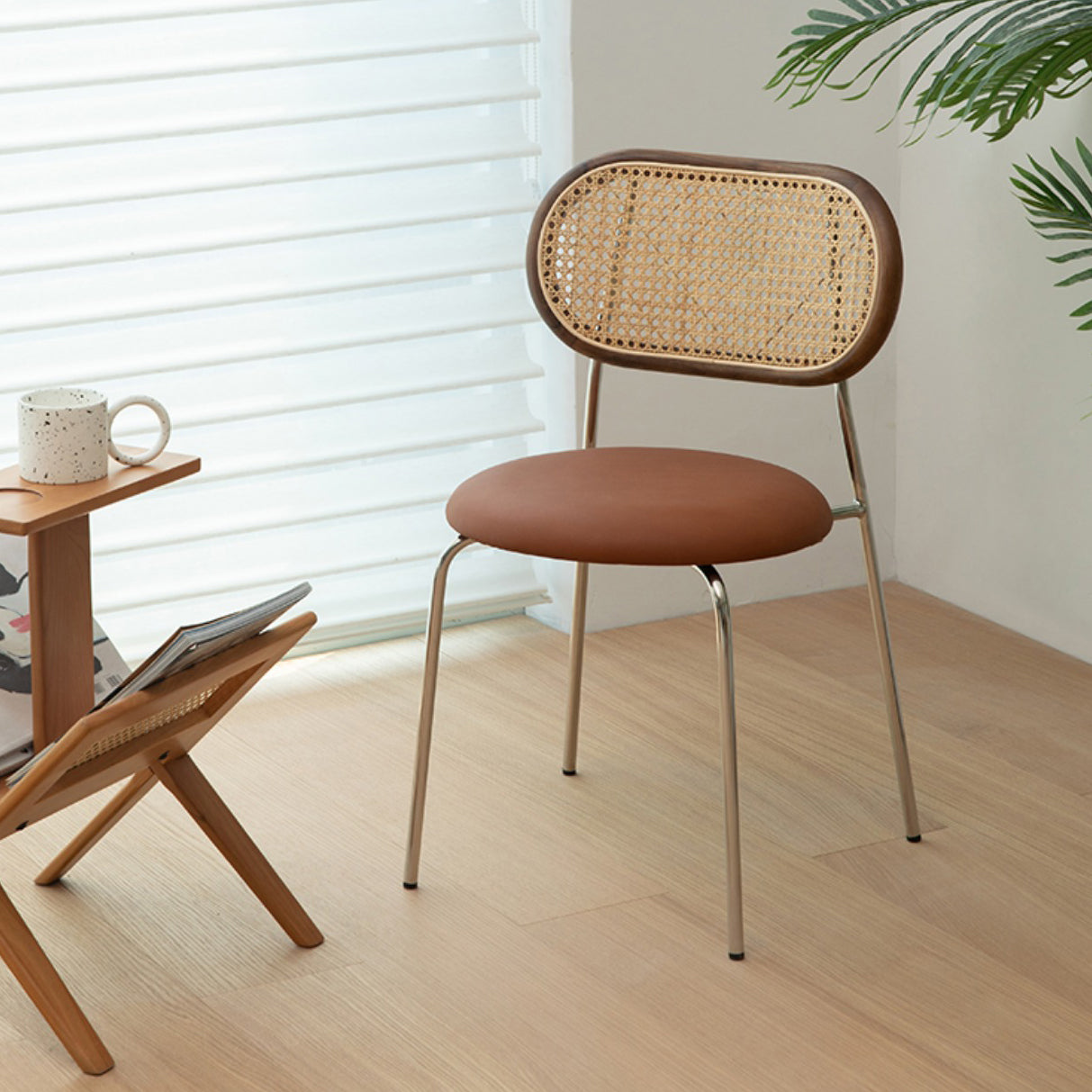 Faux Leather upholstery Dining Chairs Modern Armless Open Back Dining Side Chair